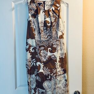 Talbots Brown and Cream Floral Midi Dress